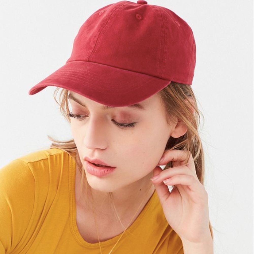 red baseball cap